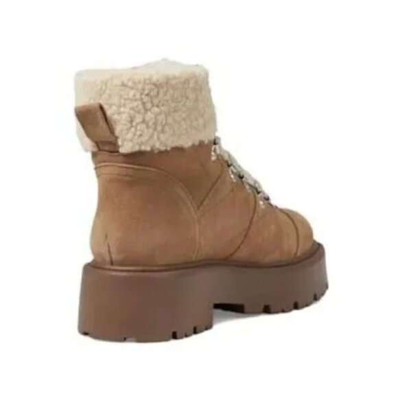 Steve Madden Reven Lace Up Hiking Boot Tan Nude Suede Platform Ankle Boot Sz 9 - Picture 9 of 9